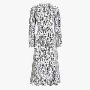J Crew Ruffle Neck Leopard Peasant Dress NWT